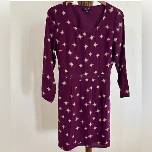 Madewell SILK Star Print Tulip Hem Dress 0 - Picture 3 of 10